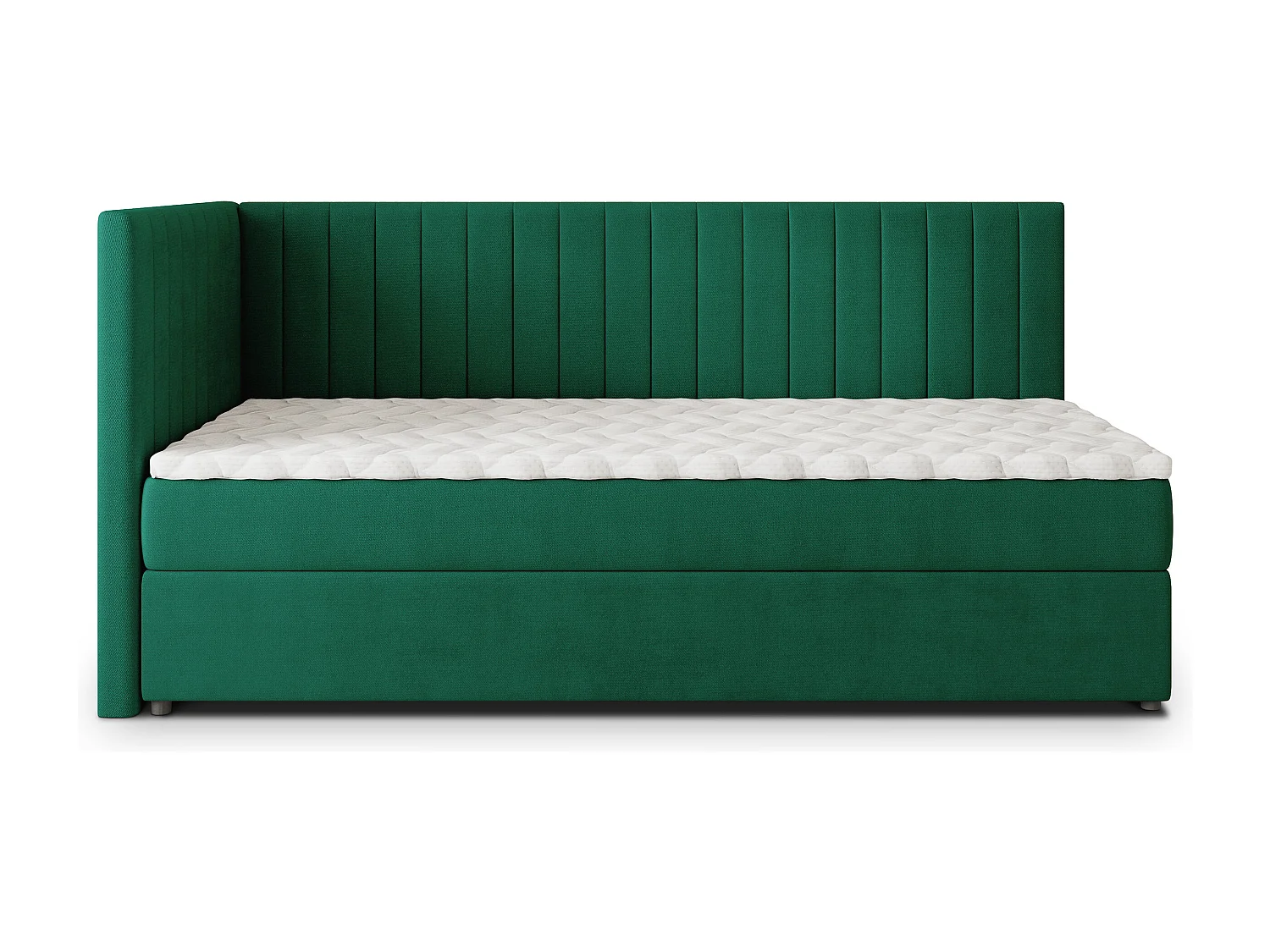 Boxspringbed ARIS 100x200 cm Set met hoofdbord, bedbodem en matras, Dennengroen