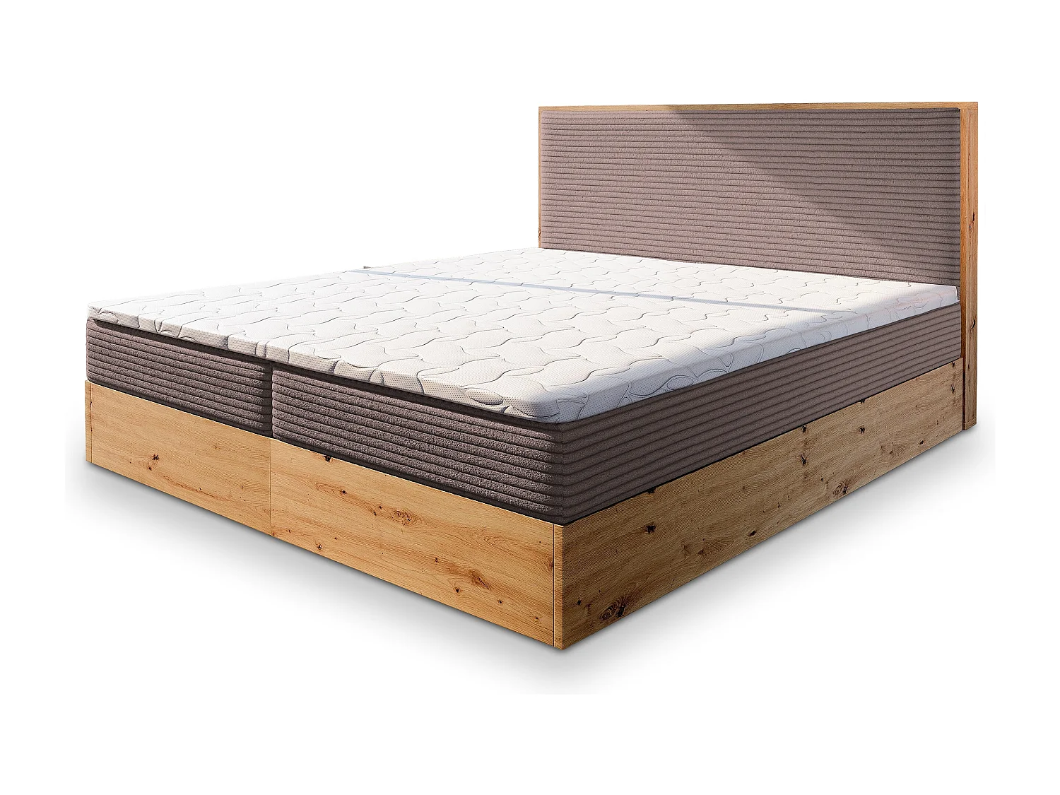 Boxspringbed VERDON 140x200 cm Set met hoofdbord, bedbodem en matras, Poederroze
