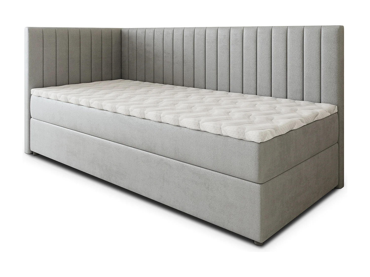 Boxspringbed ARIS 90x200 cm Set met hoofdbord, bedbodem en matras, Lichtgrijs