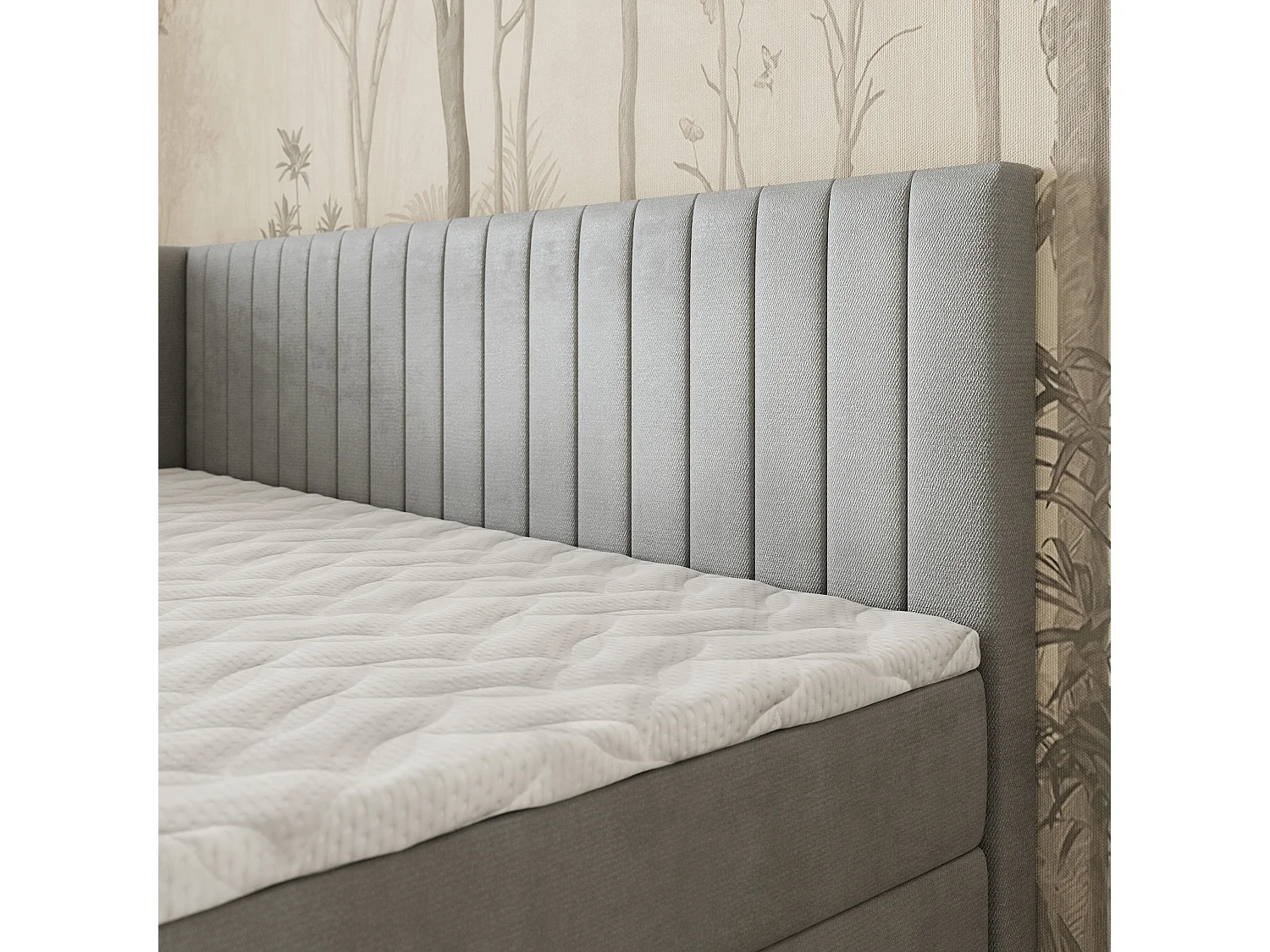 Boxspringbed ARIS 90x200 cm Set met hoofdbord, bedbodem en matras, Lichtgrijs