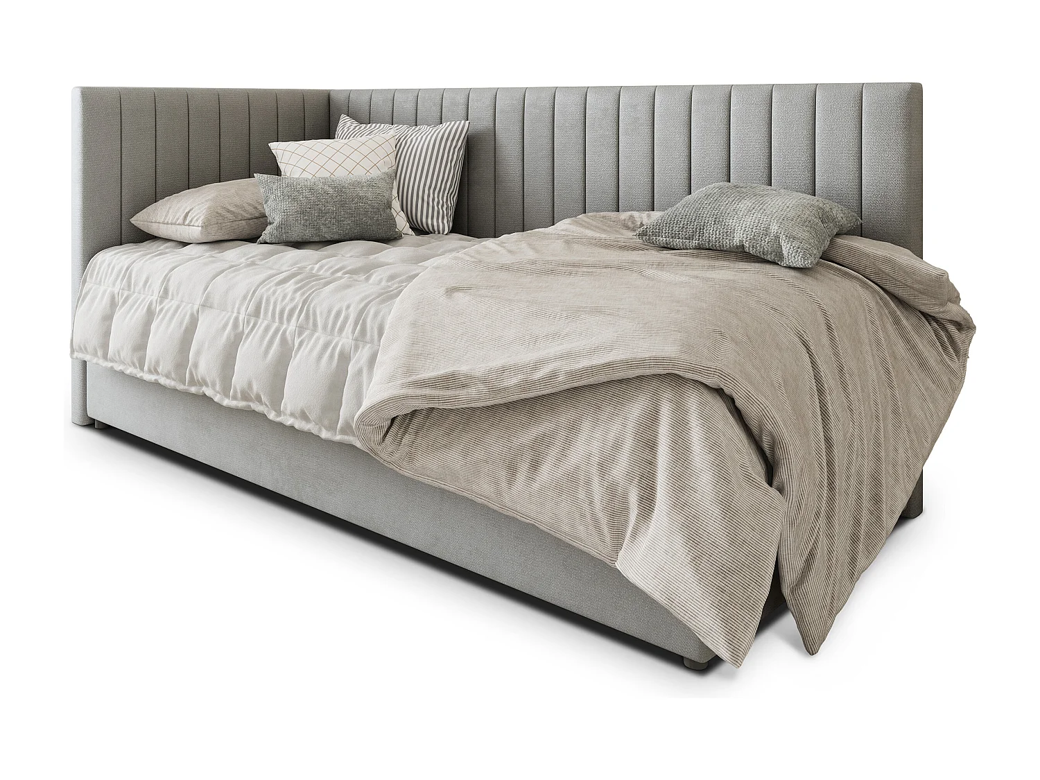 Boxspringbed ARIS 90x200 cm Set met hoofdbord, bedbodem en matras, Lichtgrijs