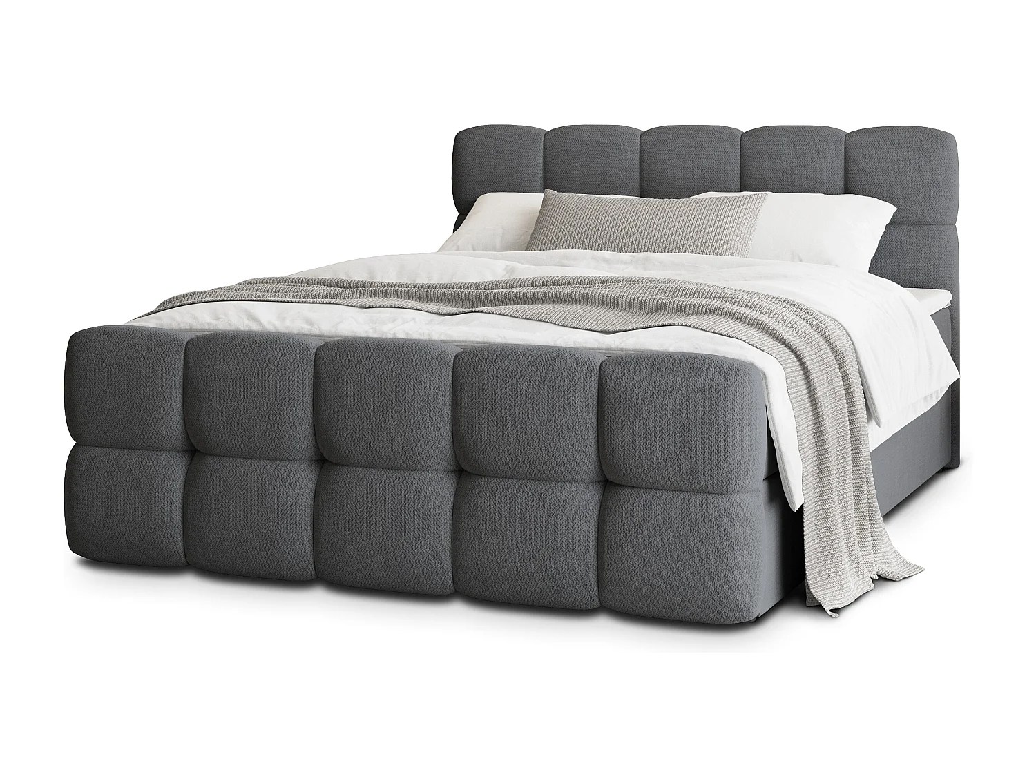 Boxspringbed BRUME 140x200 cm Set met hoofdbord, bedbodem en matras, Antracietgrijs