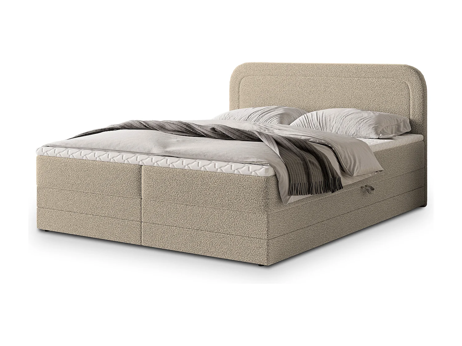 Boxspringbed ARMEL 180x200 cm Set met hoofdbord, bedbodem en matras, Beige