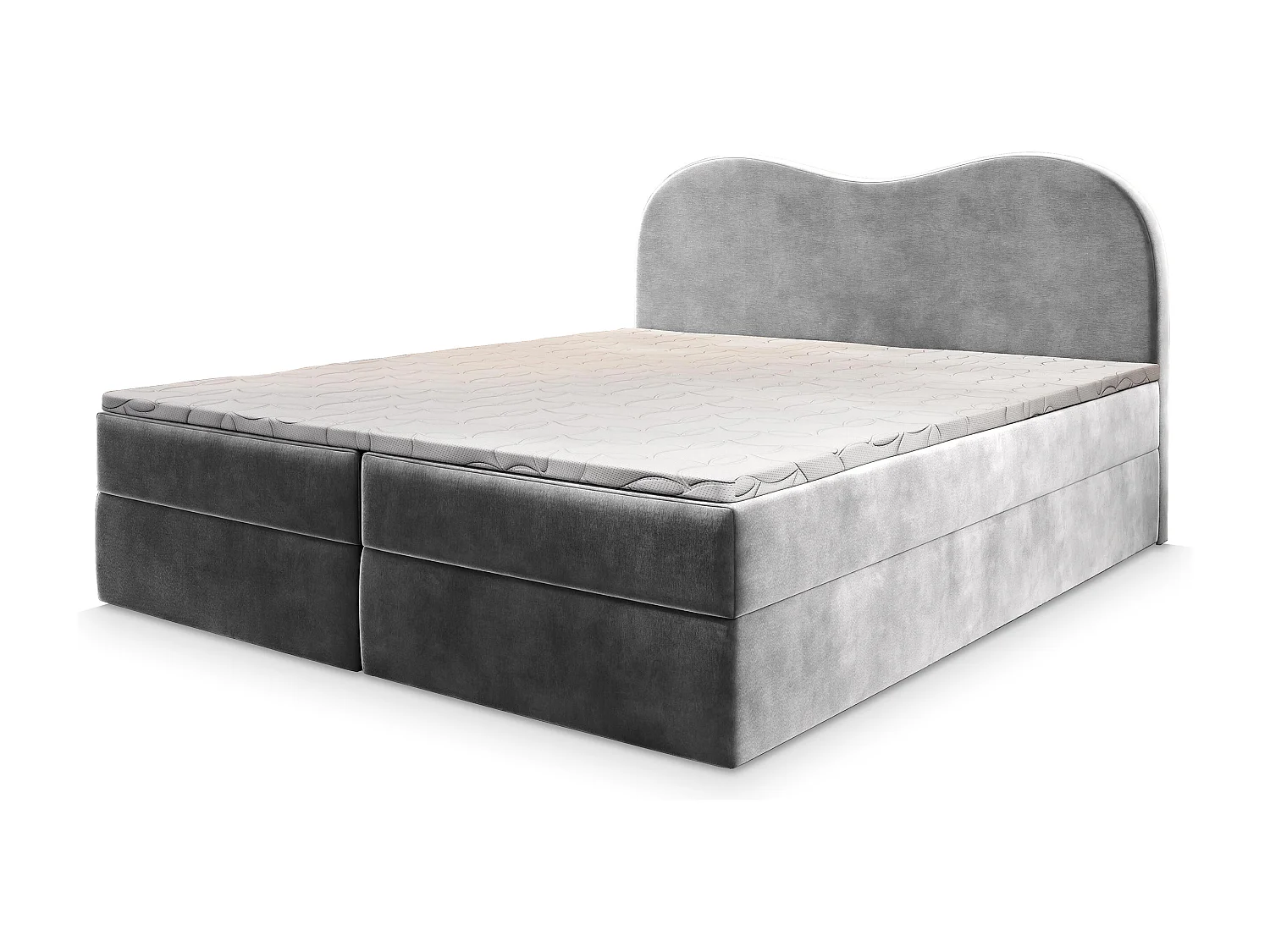 Boxspringbed FLUVIA 160x200 cm Set met hoofdbord, bedbodem en matras, Lichtgrijs