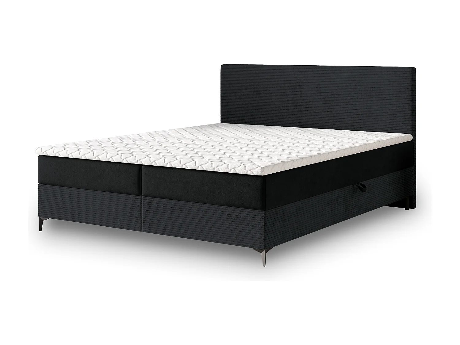 Boxspringbed TORREL 180x200 cm Set met hoofdbord, bedbodem en matras, Zwart