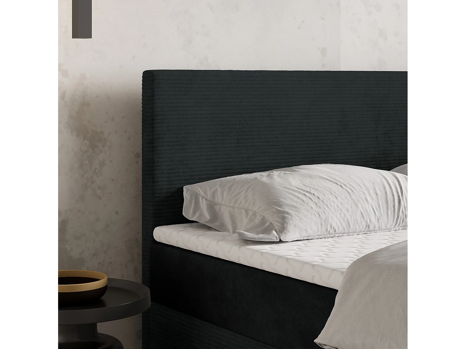 Boxspringbed TORREL 180x200 cm Set met hoofdbord, bedbodem en matras, Zwart