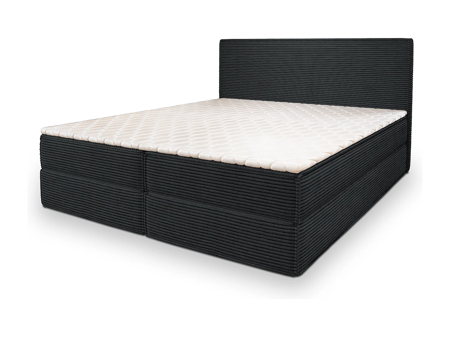 Boxspringbed PELLIO 180x200 cm Set met hoofdbord, bedbodem en matras, Zwart