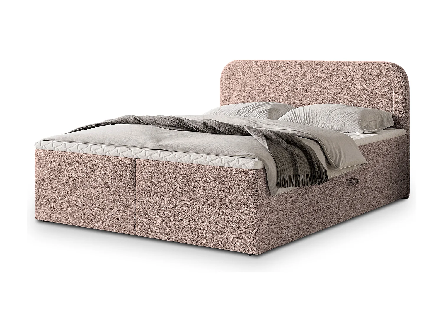 Boxspringbed ARMEL 180x200 cm Set met hoofdbord, bedbodem en matras, Poederroze