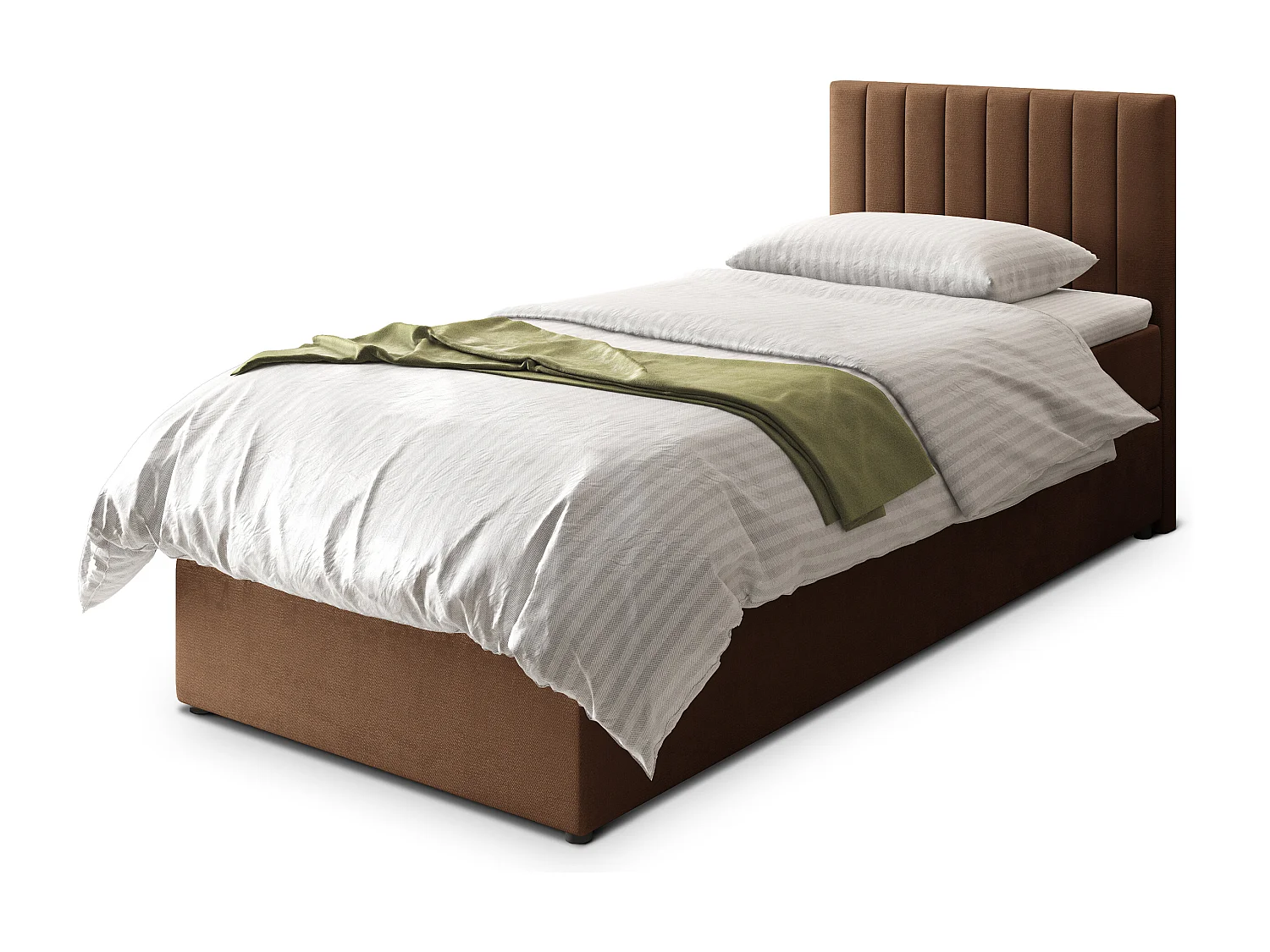 Boxspringbed BRESEL 80x200 cm Set met hoofdbord, bedbodem en matras, Bruin