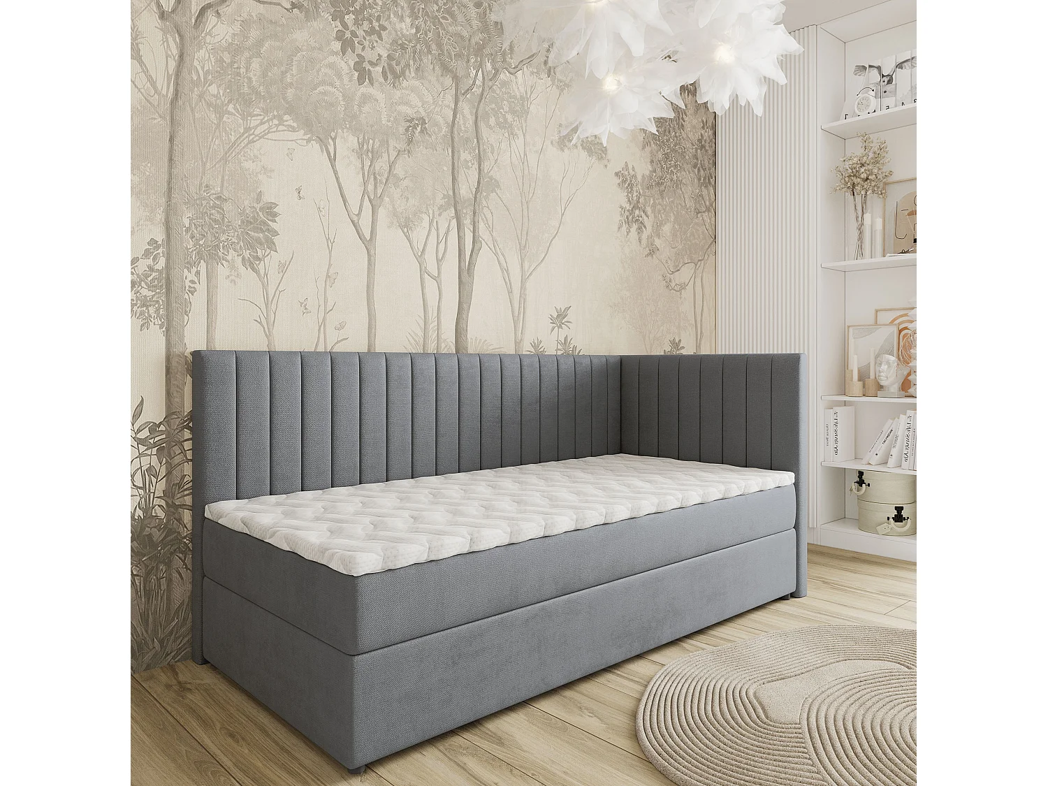 Boxspringbed ARIS 100x200 cm Set met hoofdbord, bedbodem en matras, Grijs