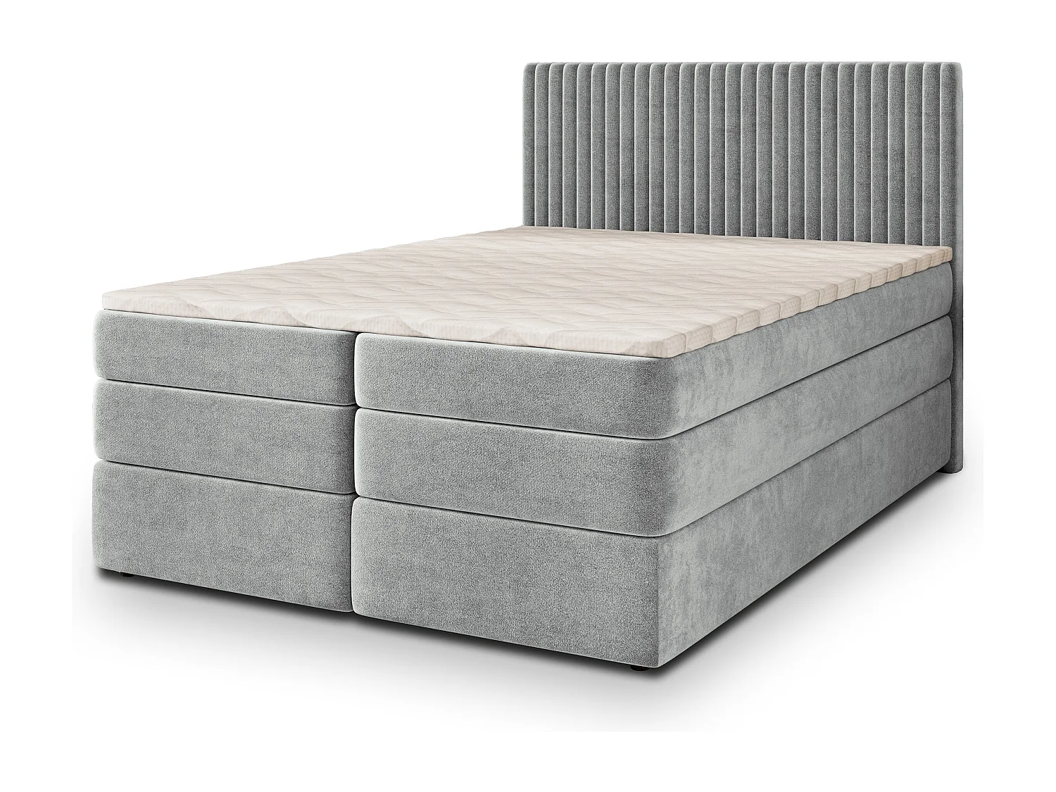 Boxspringbed FELBIO 140x200 cm Set met hoofdbord, bedbodem en matras, Lichtgrijs
