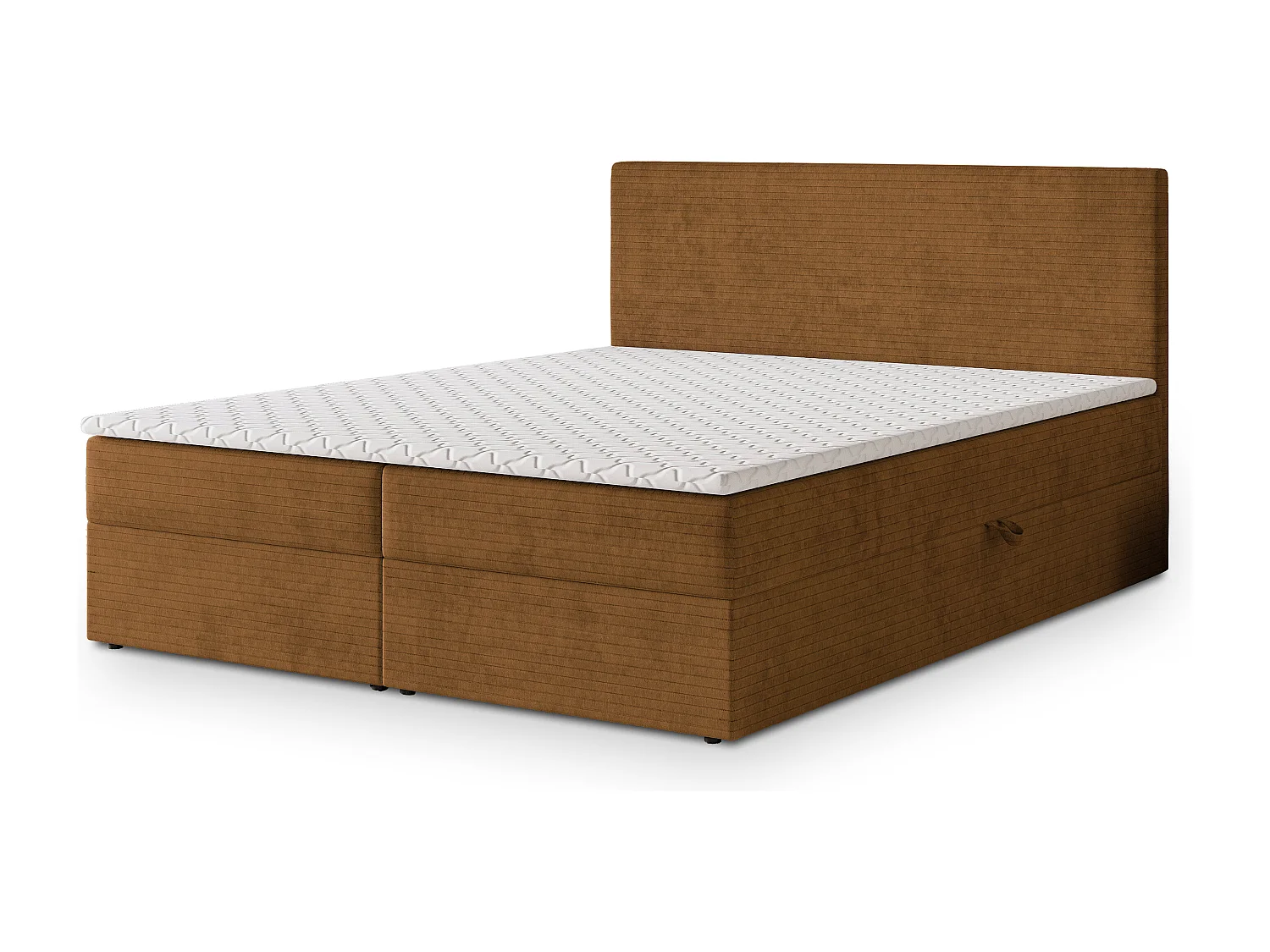 Lit continental NIRA, 140x200 cm, Tissu pelucheux, Couleur cuivre