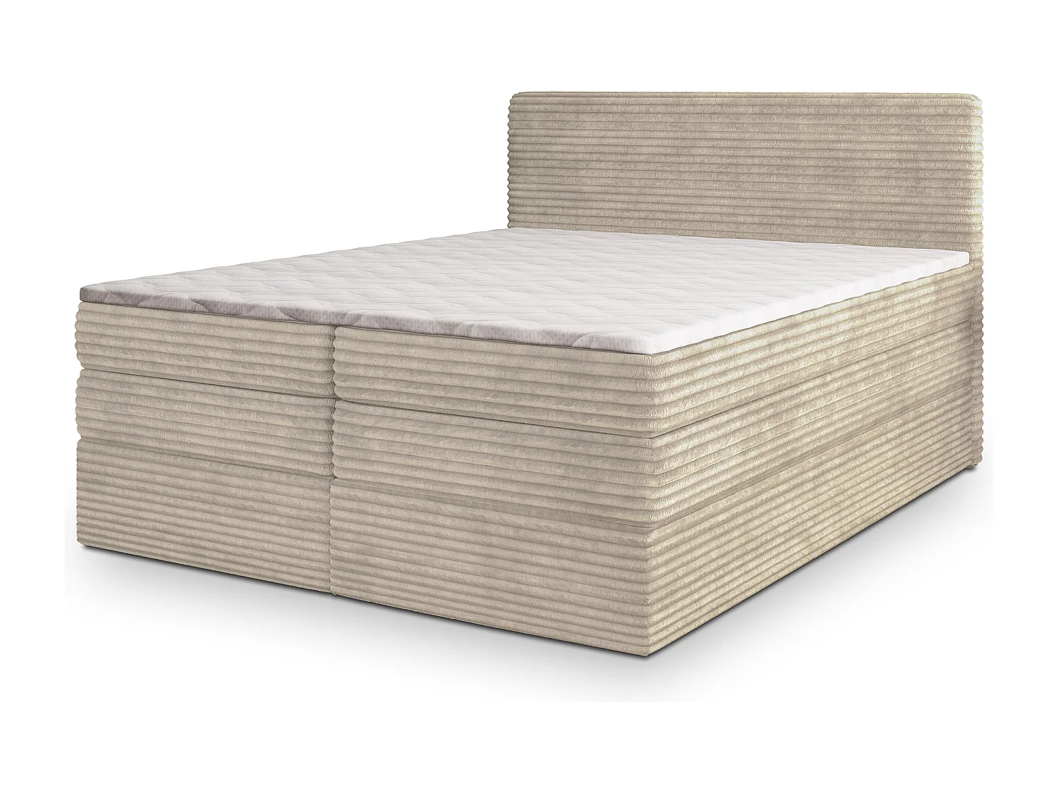 Boxspringbed LUNERA 180x200 cm Set met hoofdbord, bedbodem en matras, Crème