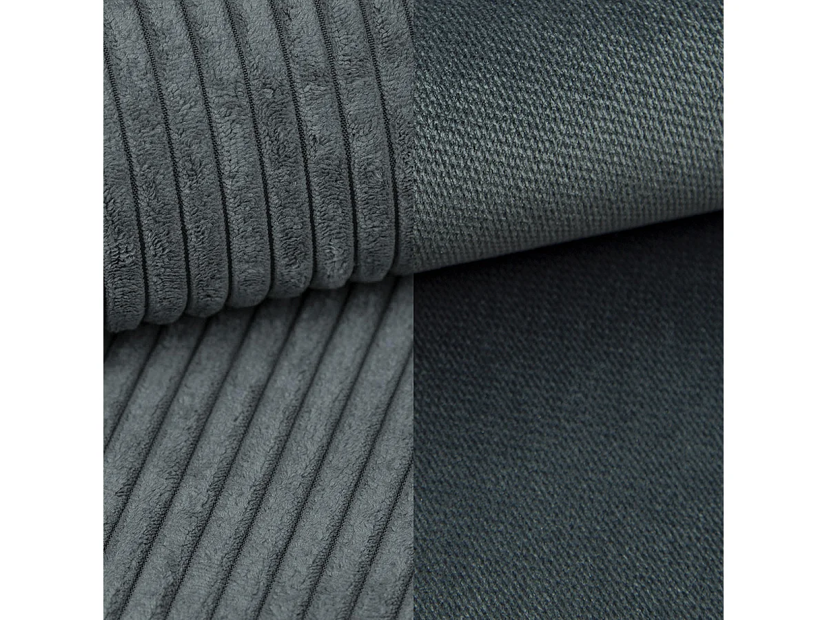 Lit continental MATERN, 160x200 cm, Tissu pelucheux, Gris