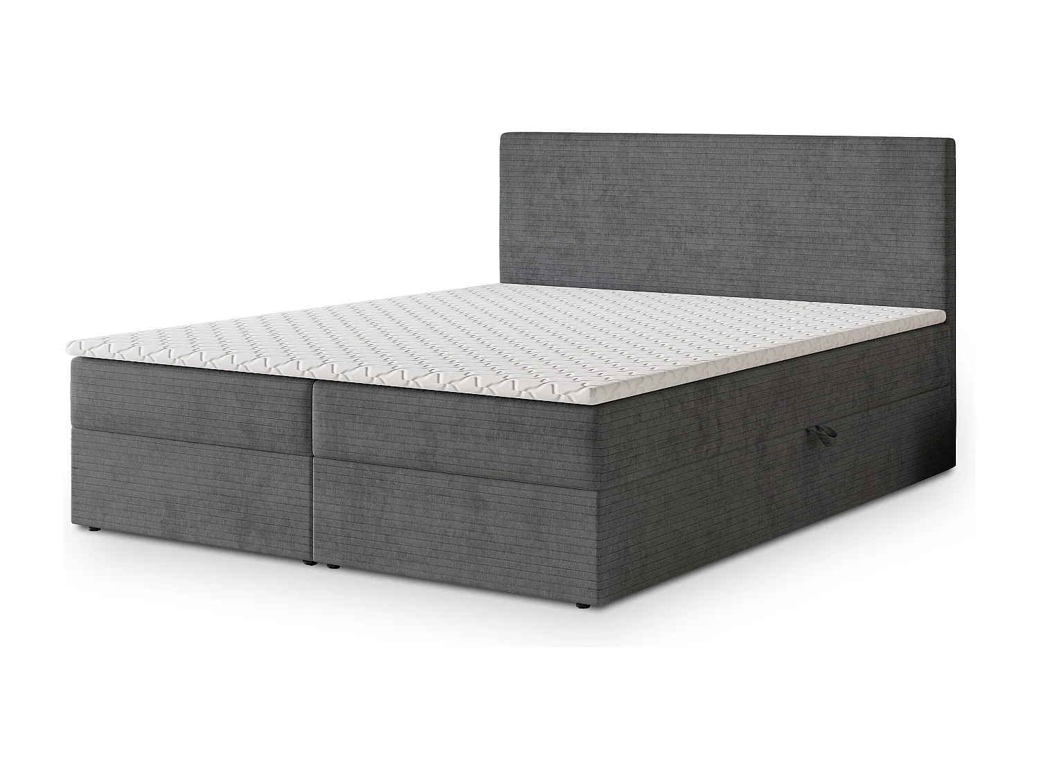 Lit continental NIRA, 140x200 cm, Tissu pelucheux, Gris