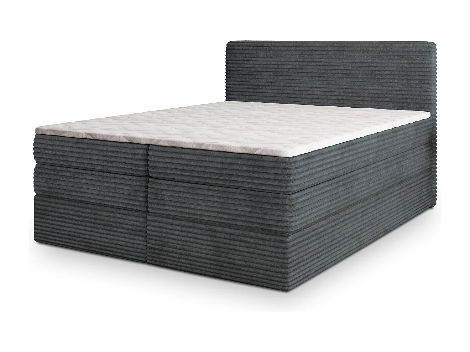 Boxspringbed LUNERA 160x200 cm Set met hoofdbord, bedbodem en matras, Antracietgrijs