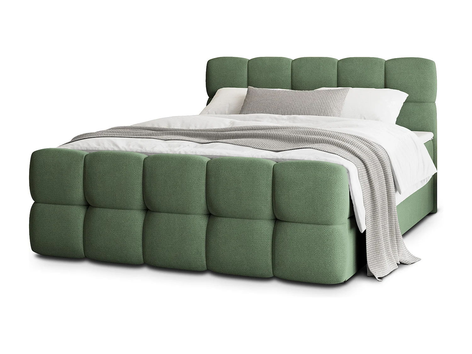 Boxspringbed BRUME 140x200 cm Set met hoofdbord, bedbodem en matras, Groen