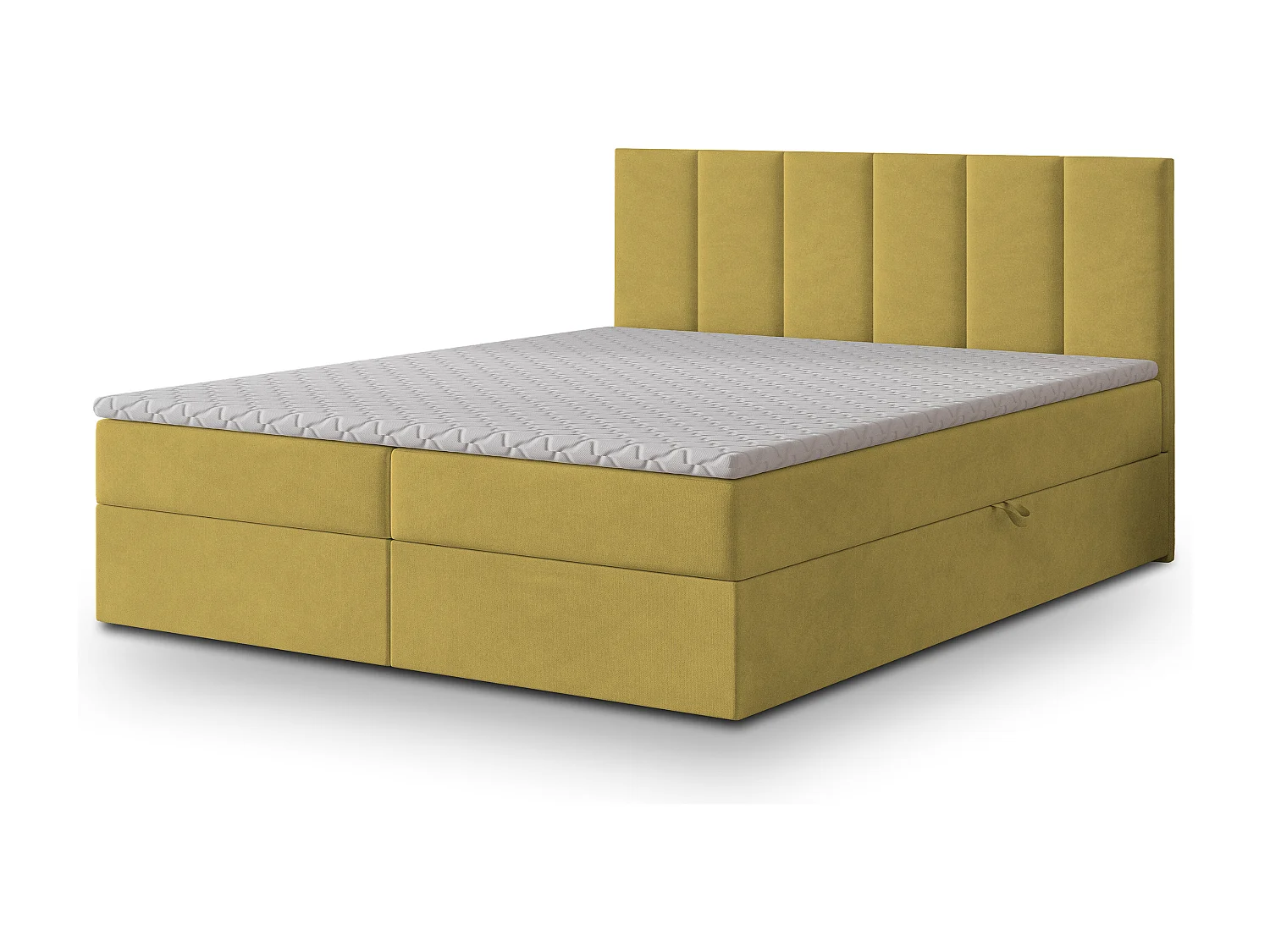 Lit continental MERIL, 140x200 cm, Tissu tressé, Jaune