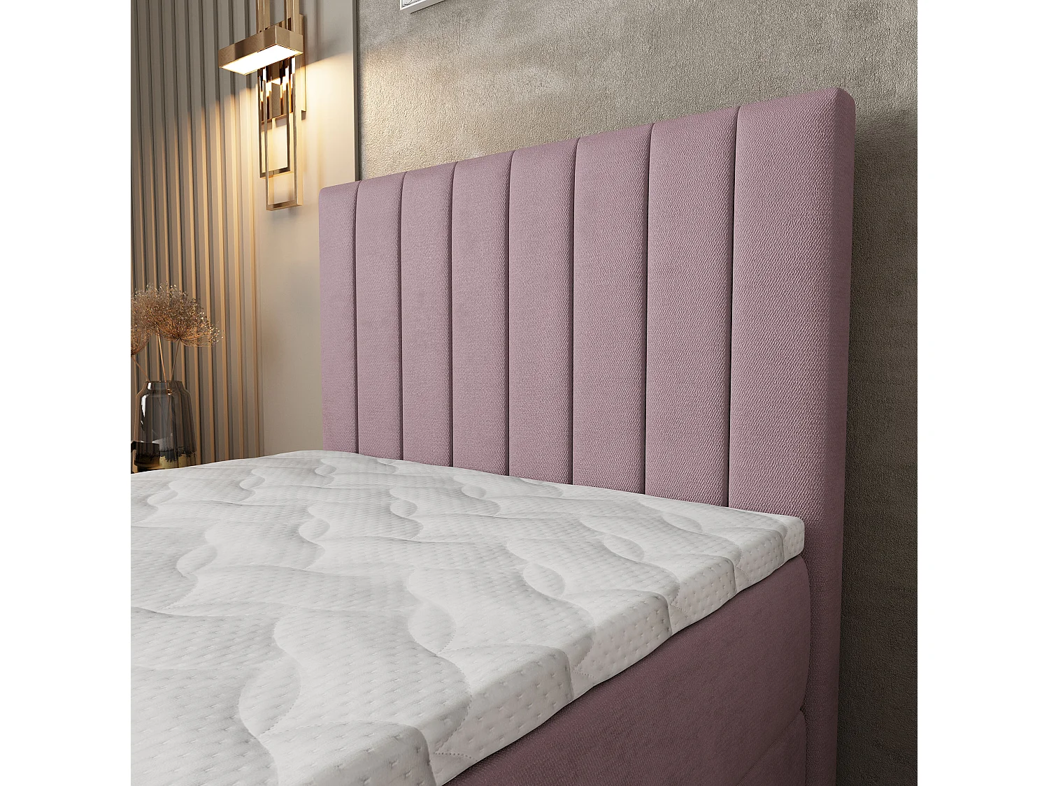 Boxspringbed ARION 80x200 cm Set met hoofdbord, bedbodem en matras, Poederroze