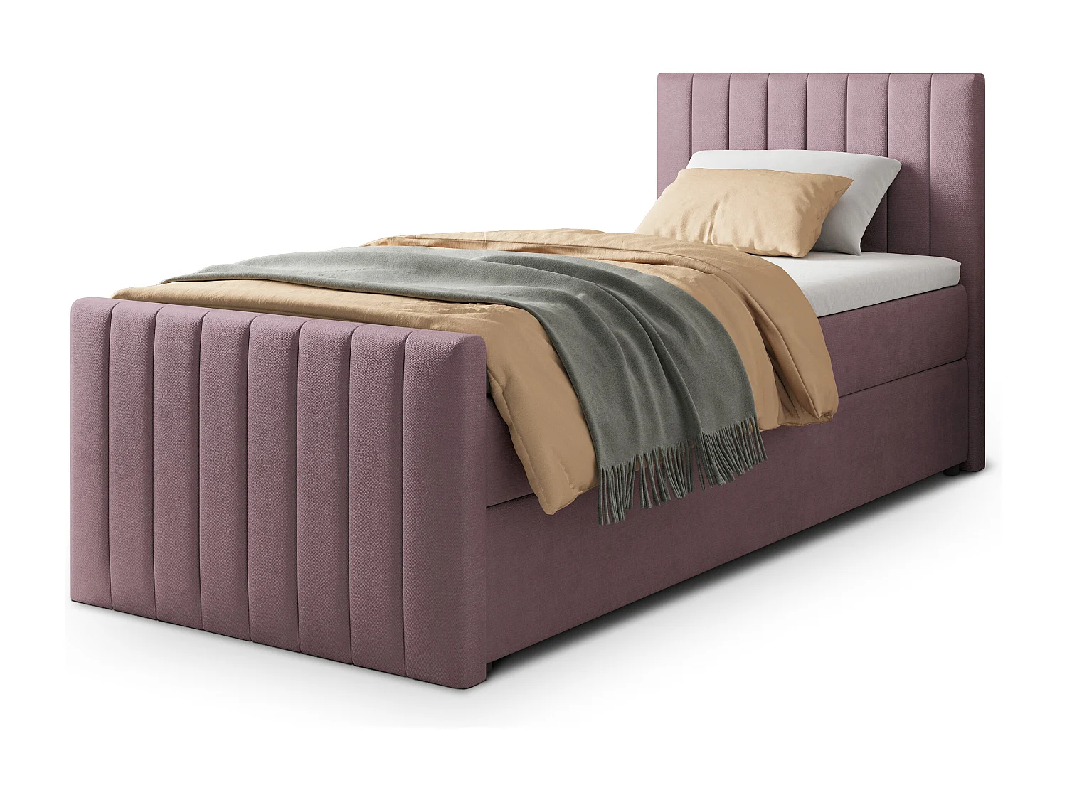 Boxspringbed ARION 80x200 cm Set met hoofdbord, bedbodem en matras, Poederroze