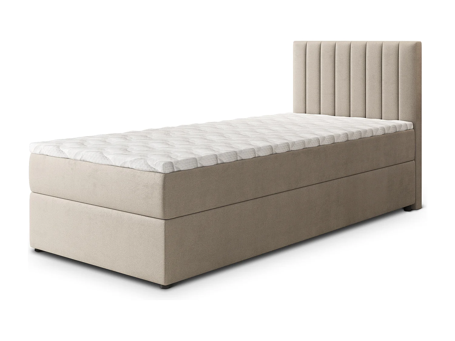 Boxspringbed BRESEL 100x200 cm Set met hoofdbord, bedbodem en matras, Beige