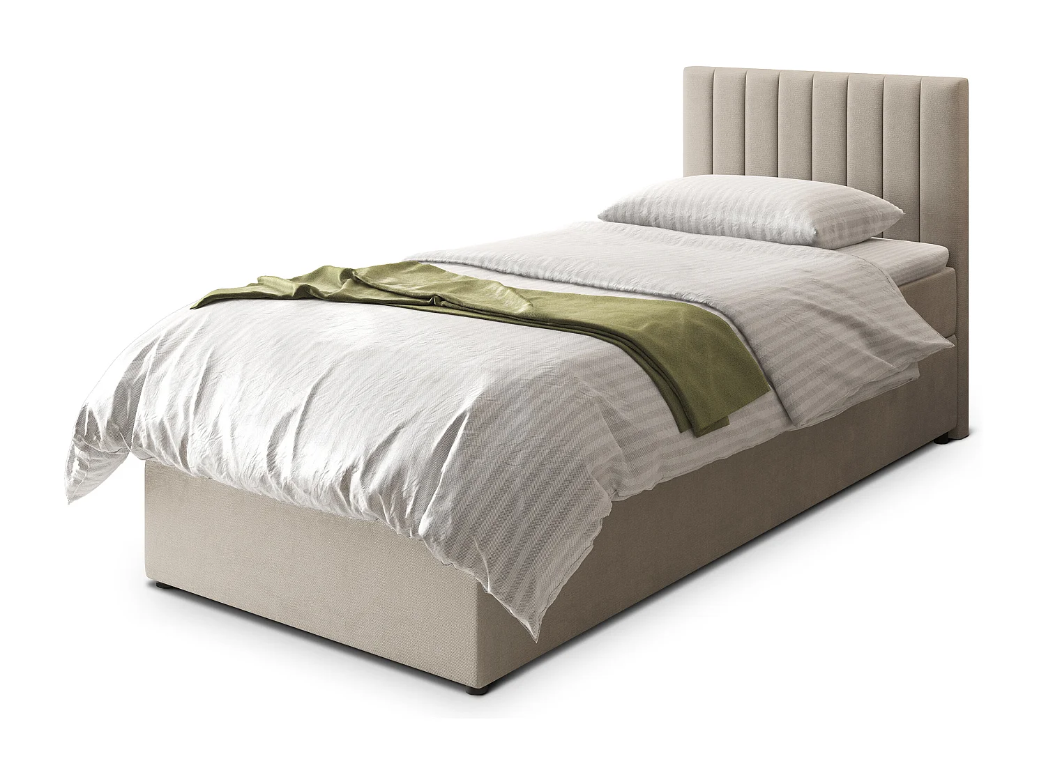 Boxspringbed BRESEL 100x200 cm Set met hoofdbord, bedbodem en matras, Beige