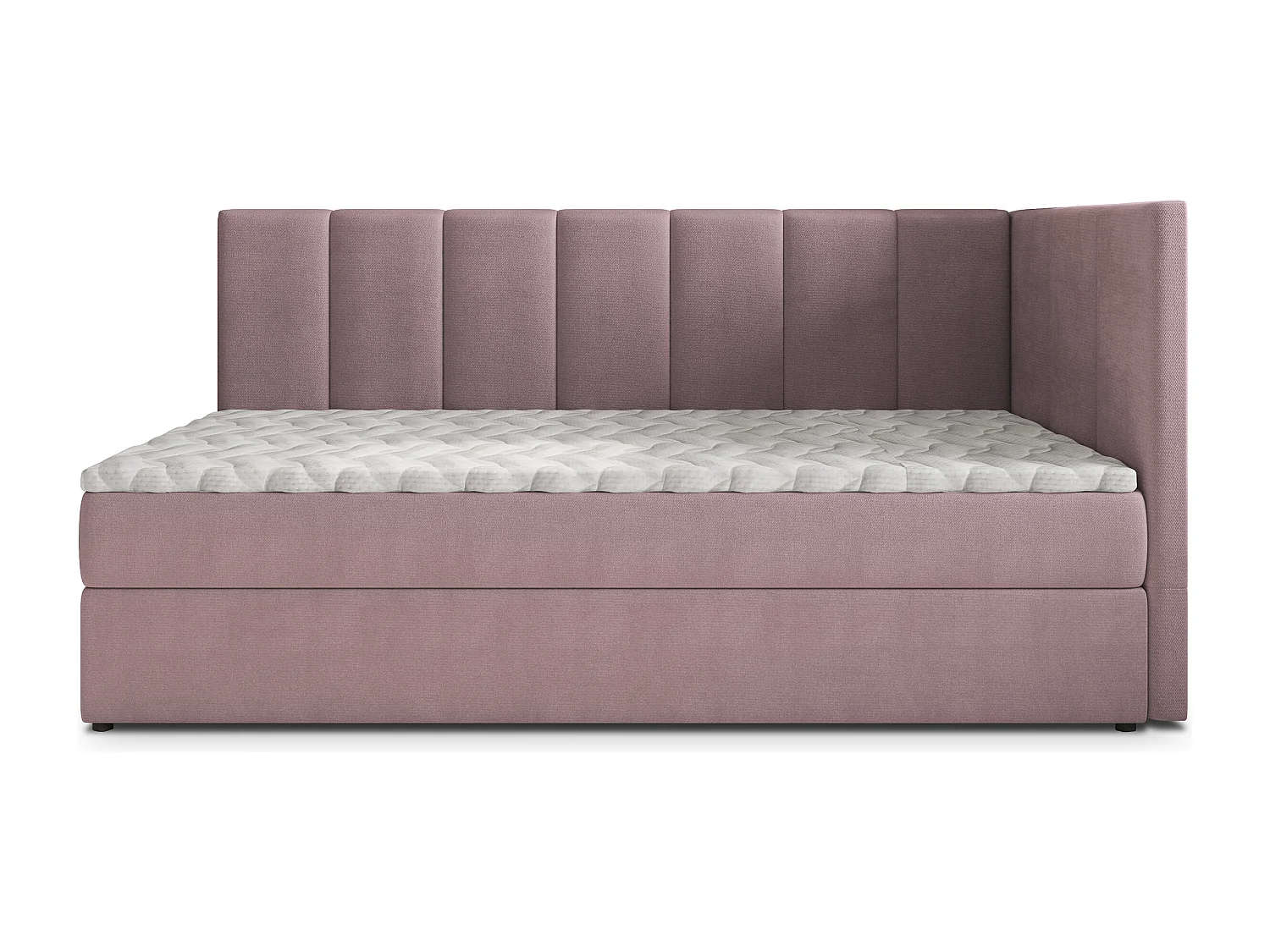Boxspringbed BEVE 100x200 cm Set met hoofdbord, bedbodem en matras, Poederroze