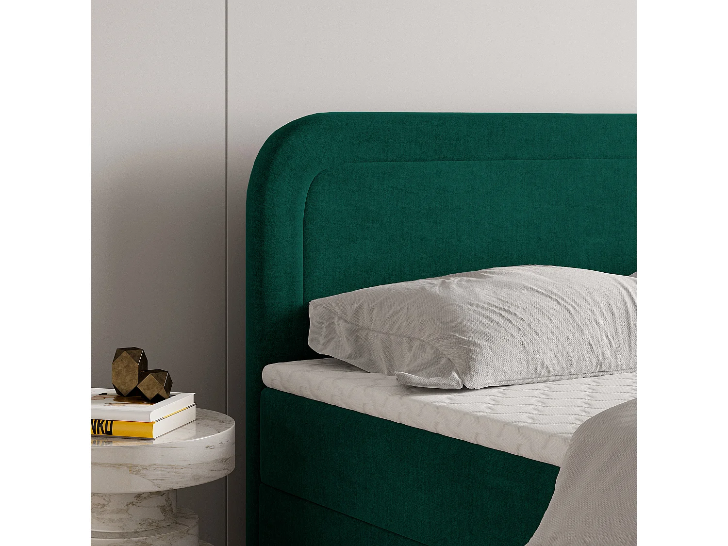 Boxspringbed ARMEL 180x200 cm Set met hoofdbord, bedbodem en matras, Dennengroen