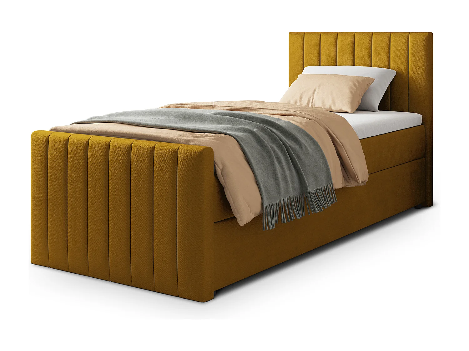 Boxspringbed ARION 80x200 cm Set met hoofdbord, bedbodem en matras, Geel