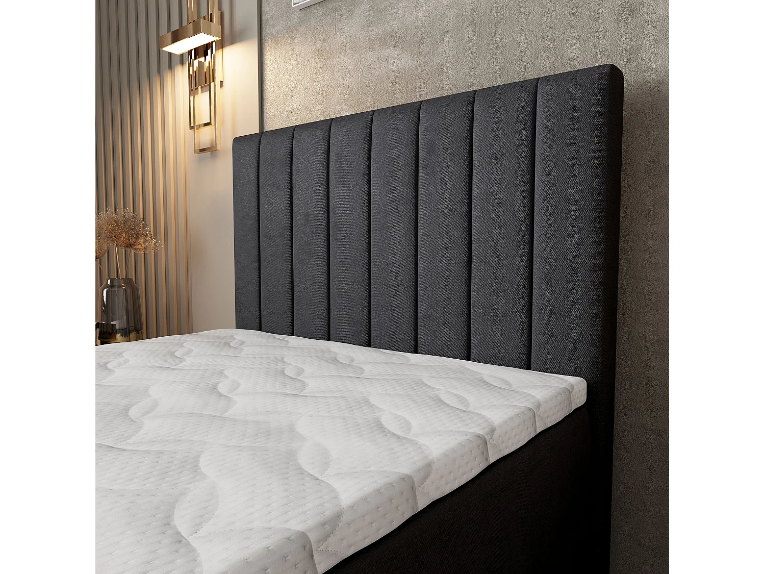 Boxspringbed ARION 80x200 cm Set met hoofdbord, bedbodem en matras, Zwart