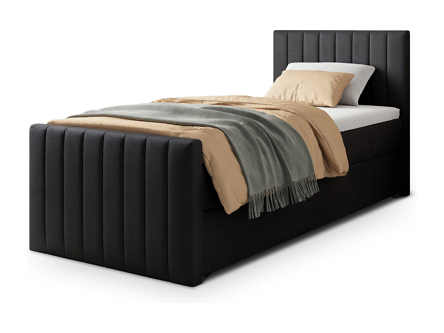 Boxspringbed ARION 80x200 cm Set met hoofdbord, bedbodem en matras, Zwart