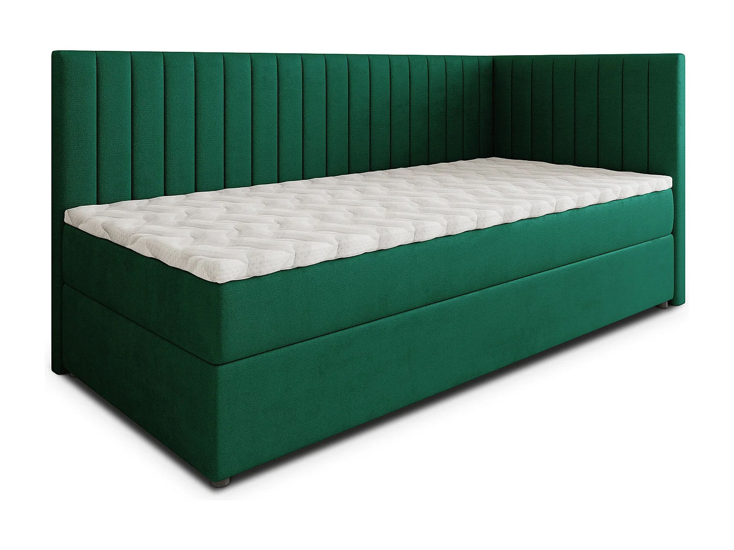 Boxspringbed ARIS 100x200 cm Set met hoofdbord, bedbodem en matras, Dennengroen