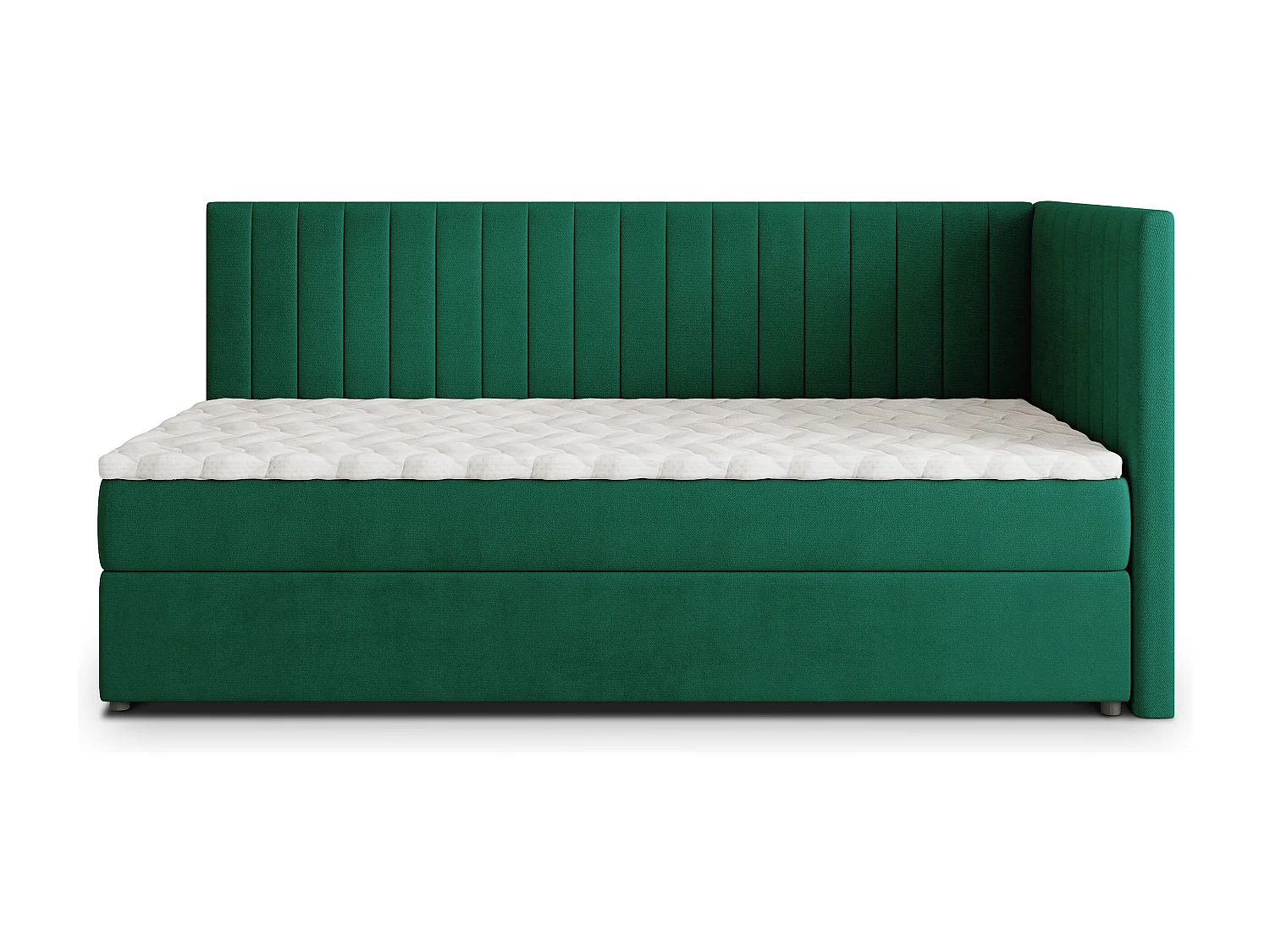 Boxspringbed ARIS 100x200 cm Set met hoofdbord, bedbodem en matras, Dennengroen