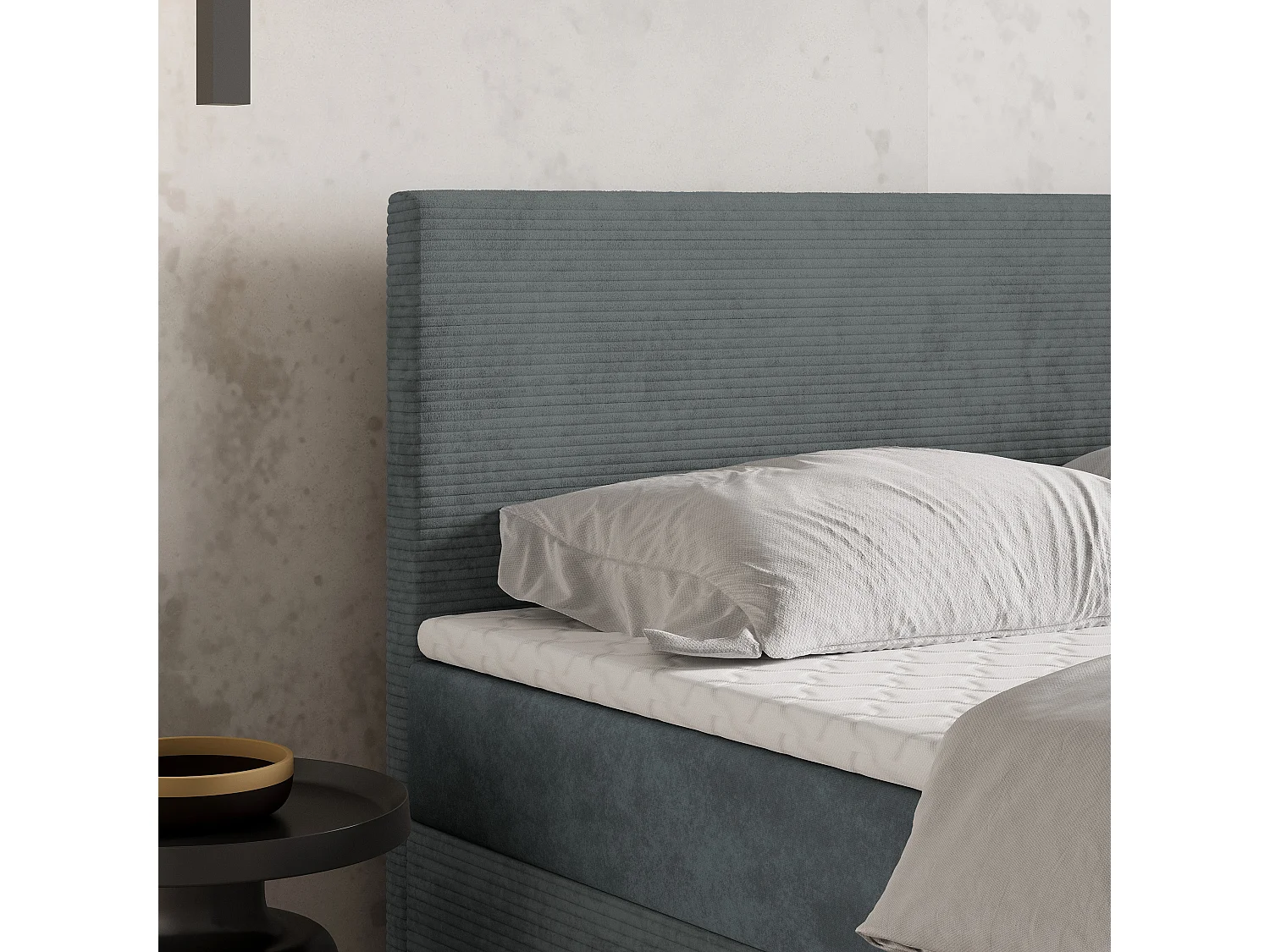 Boxspringbed TORREL 180x200 cm Set met hoofdbord, bedbodem en matras, Grijs