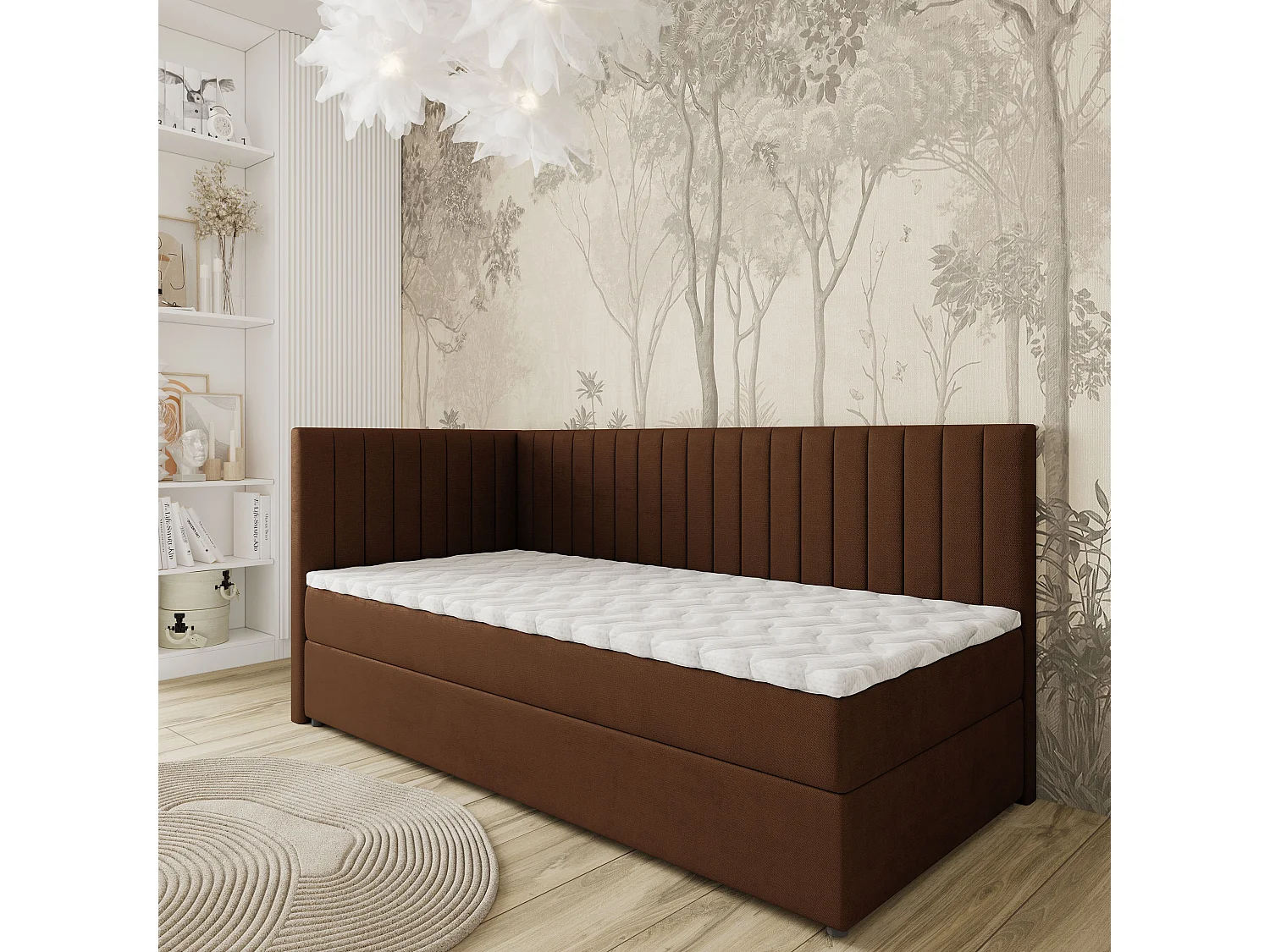 Boxspringbed ARIS 100x200 cm Set met hoofdbord, bedbodem en matras, Bruin