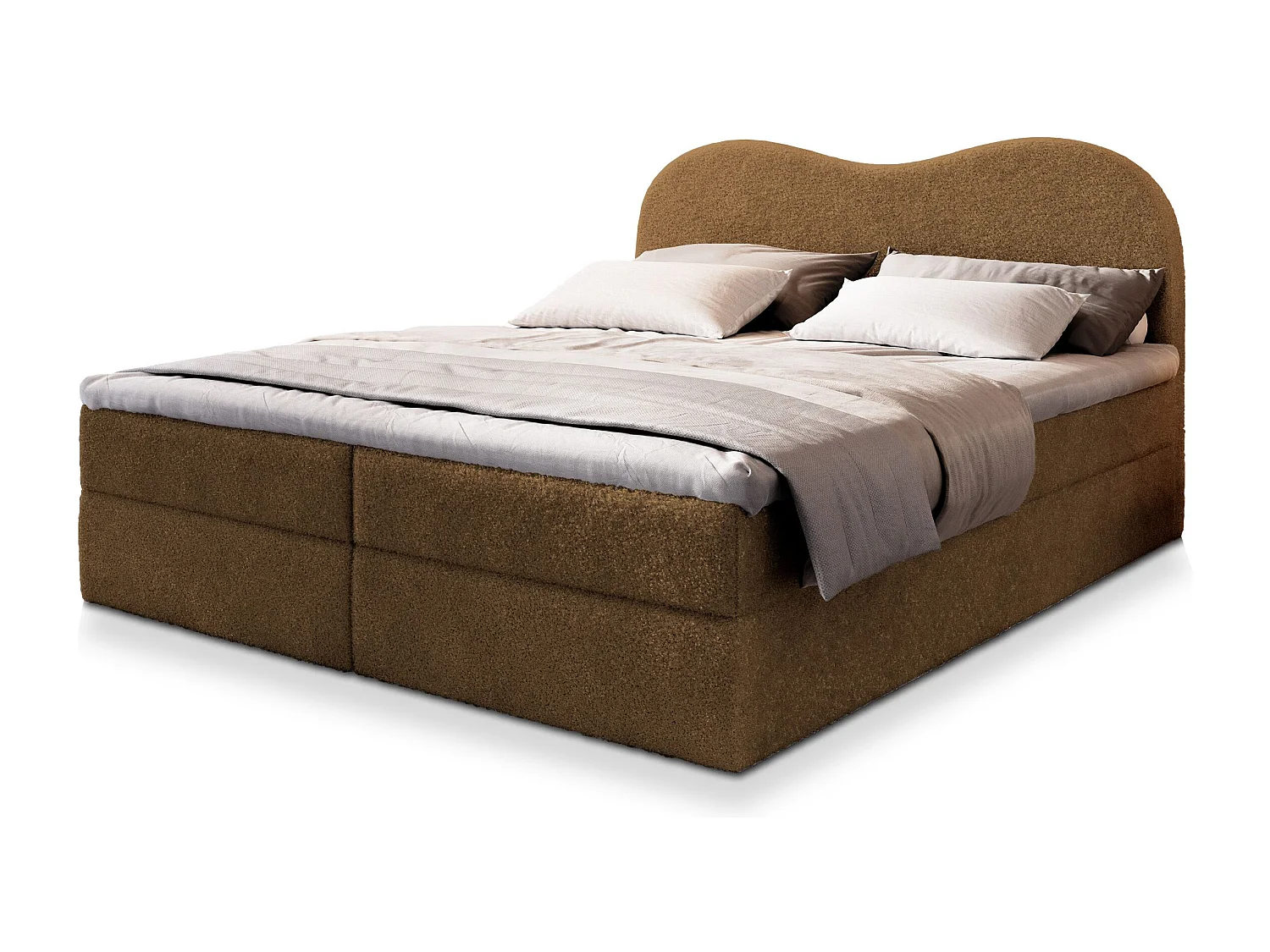 Boxspringbed FLUVIA 140x200 cm Set met hoofdbord, bedbodem en matras, Bruin
