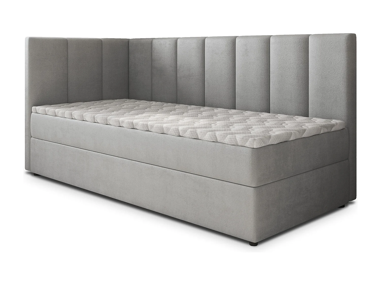 Boxspringbed BEVE 100x200 cm Set met hoofdbord, bedbodem en matras, Lichtgrijs