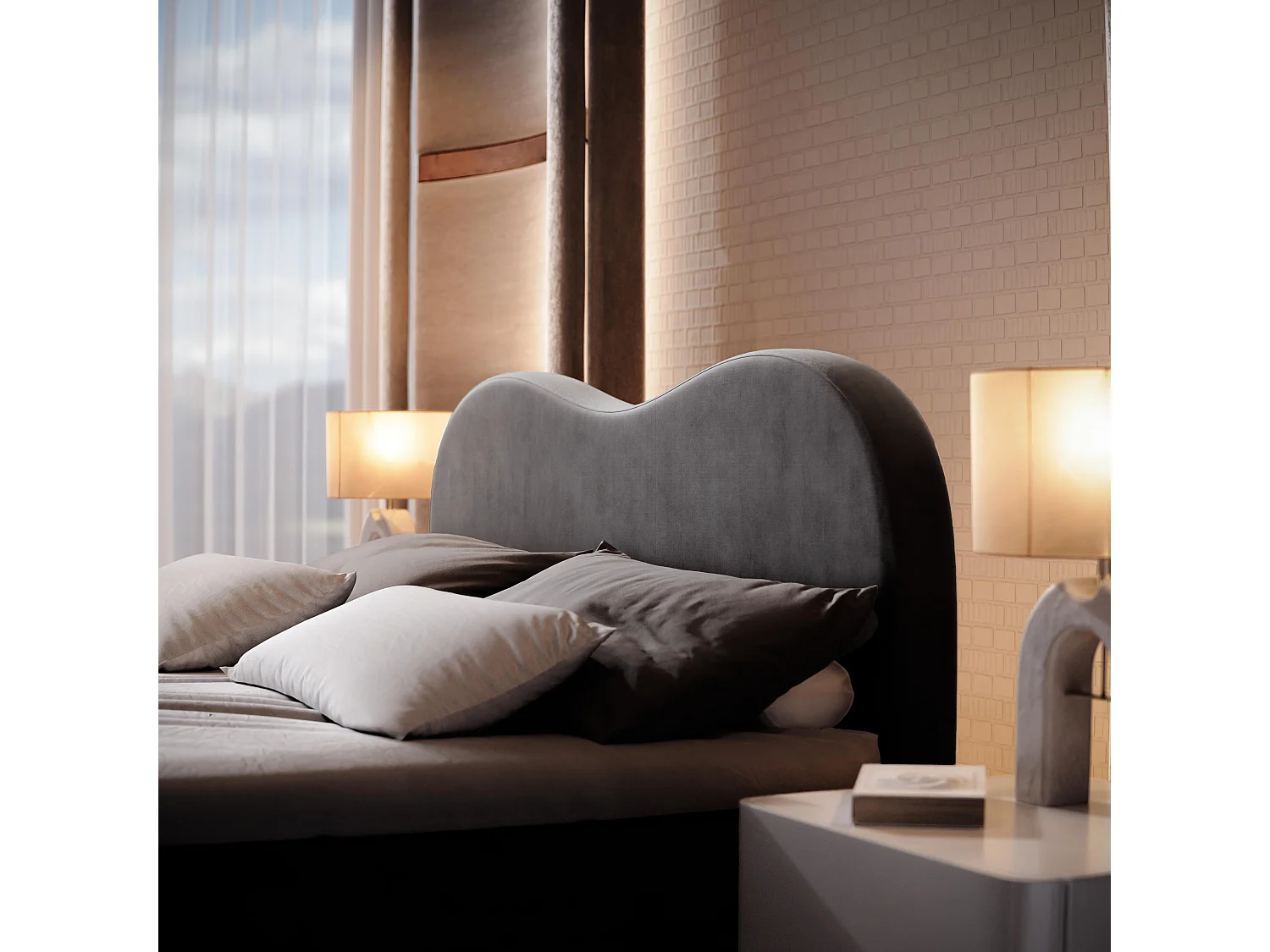 Boxspringbed FLUVIA 140x200 cm Set met hoofdbord, bedbodem en matras, Zwart
