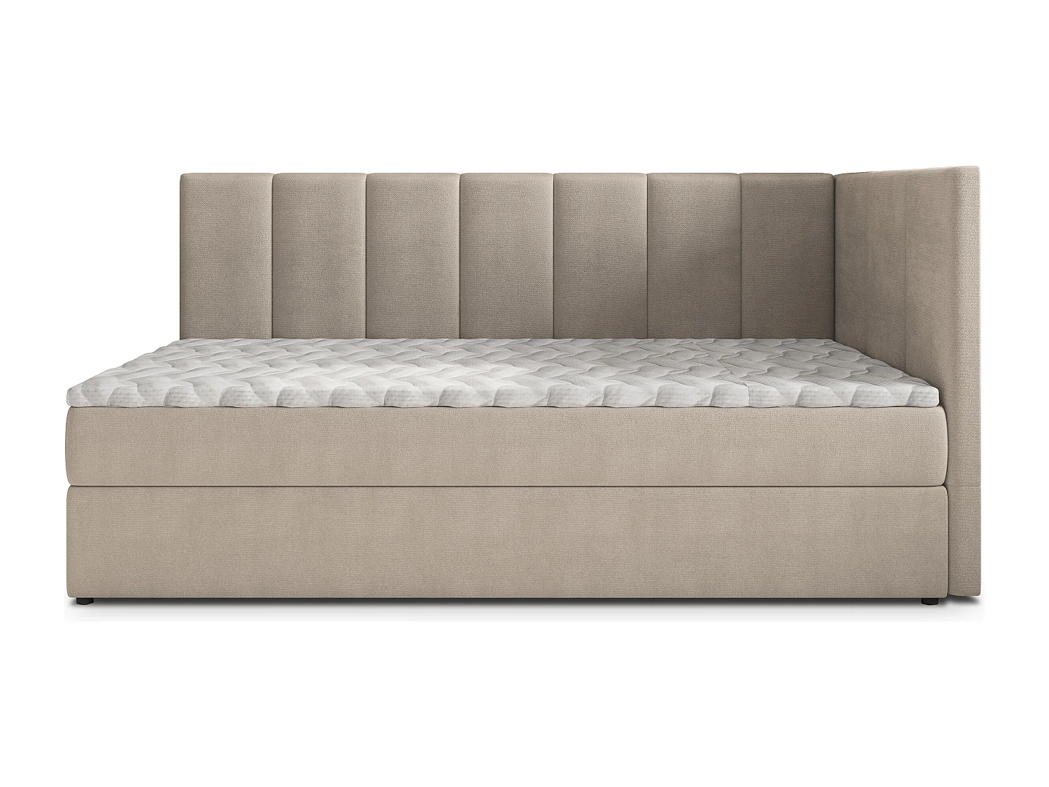 Boxspringbed BEVE 100x200 cm Set met hoofdbord, bedbodem en matras, Beige