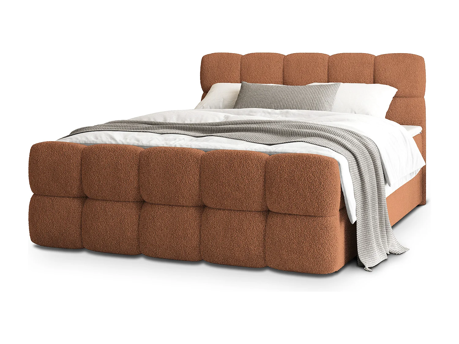 Boxspringbed BRUME 160x200 cm Set met hoofdbord, bedbodem en matras, Koperkleurig