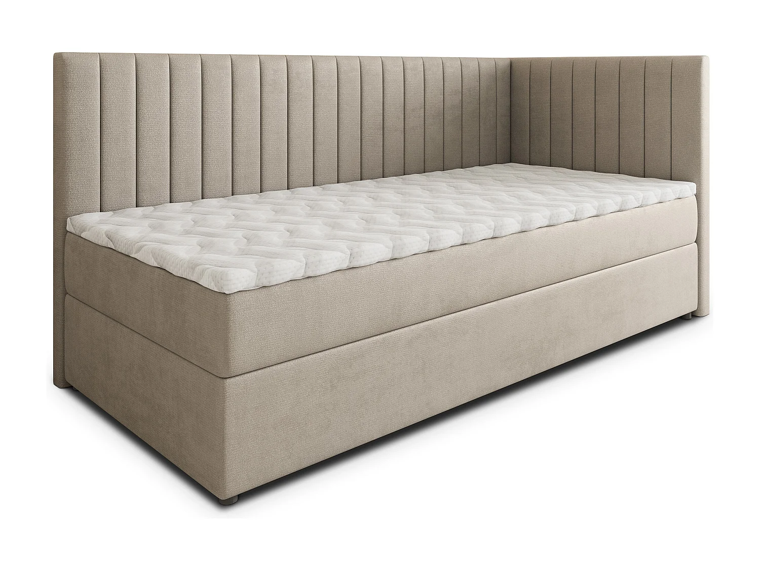 Boxspringbed ARIS 100x200 cm Set met hoofdbord, bedbodem en matras, Beige