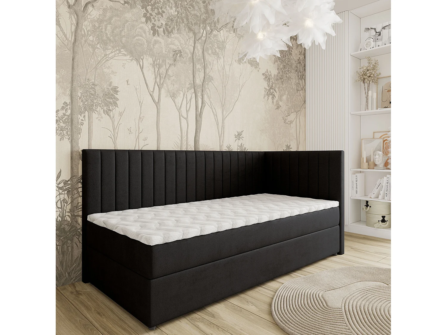 Boxspringbed ARIS 80x200 cm Set met hoofdbord, bedbodem en matras, Zwart