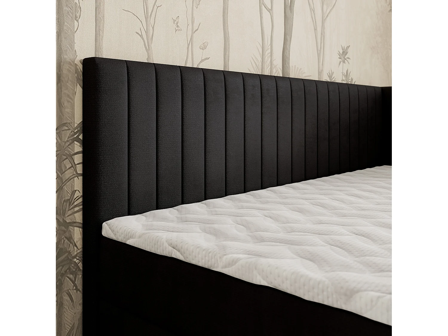 Boxspringbed ARIS 80x200 cm Set met hoofdbord, bedbodem en matras, Zwart