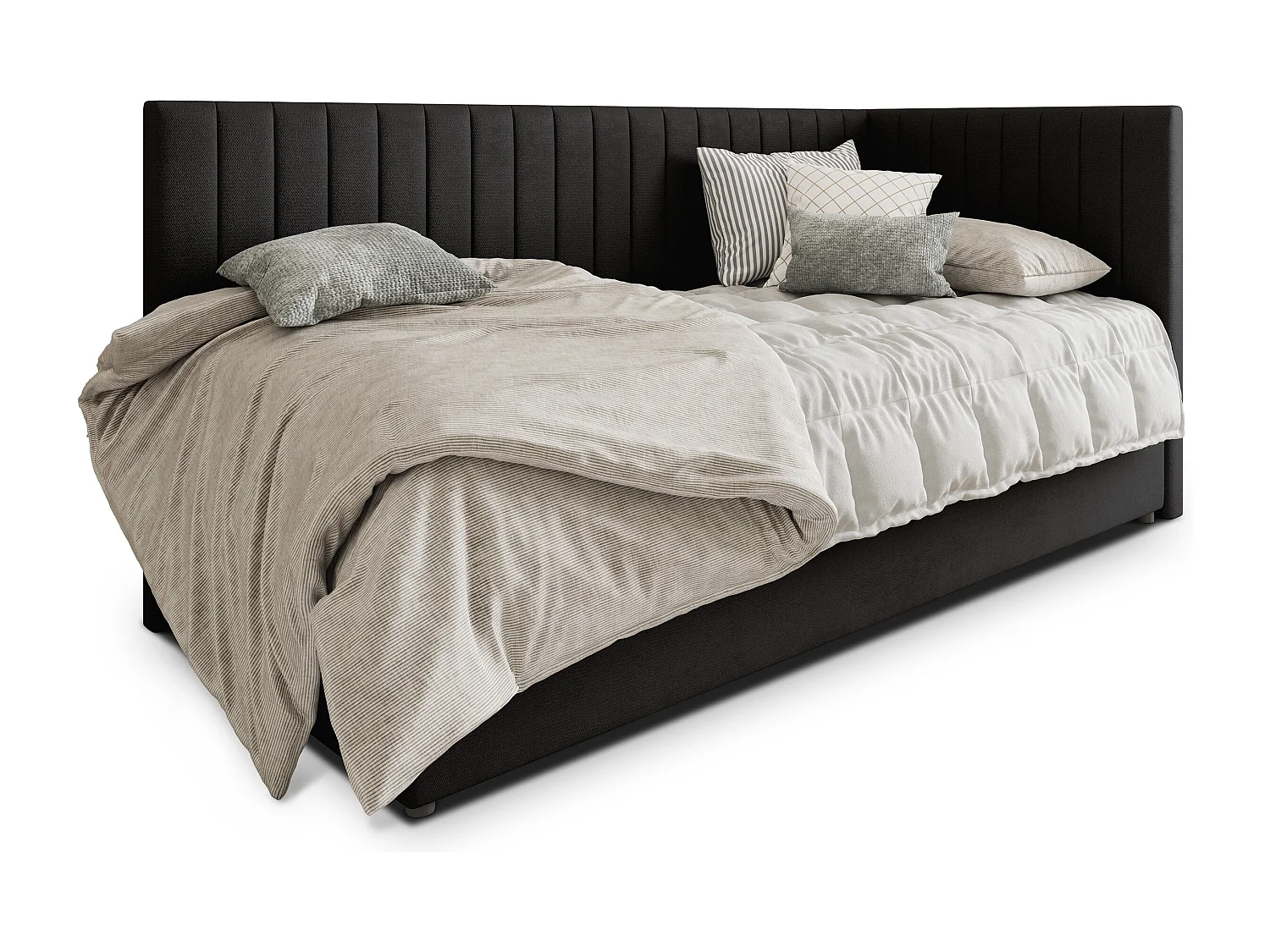 Boxspringbed ARIS 80x200 cm Set met hoofdbord, bedbodem en matras, Zwart