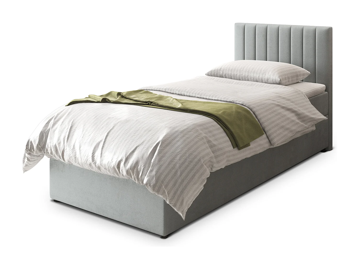 Boxspringbed BRESEL 100x200 cm Set met hoofdbord, bedbodem en matras, Lichtgrijs