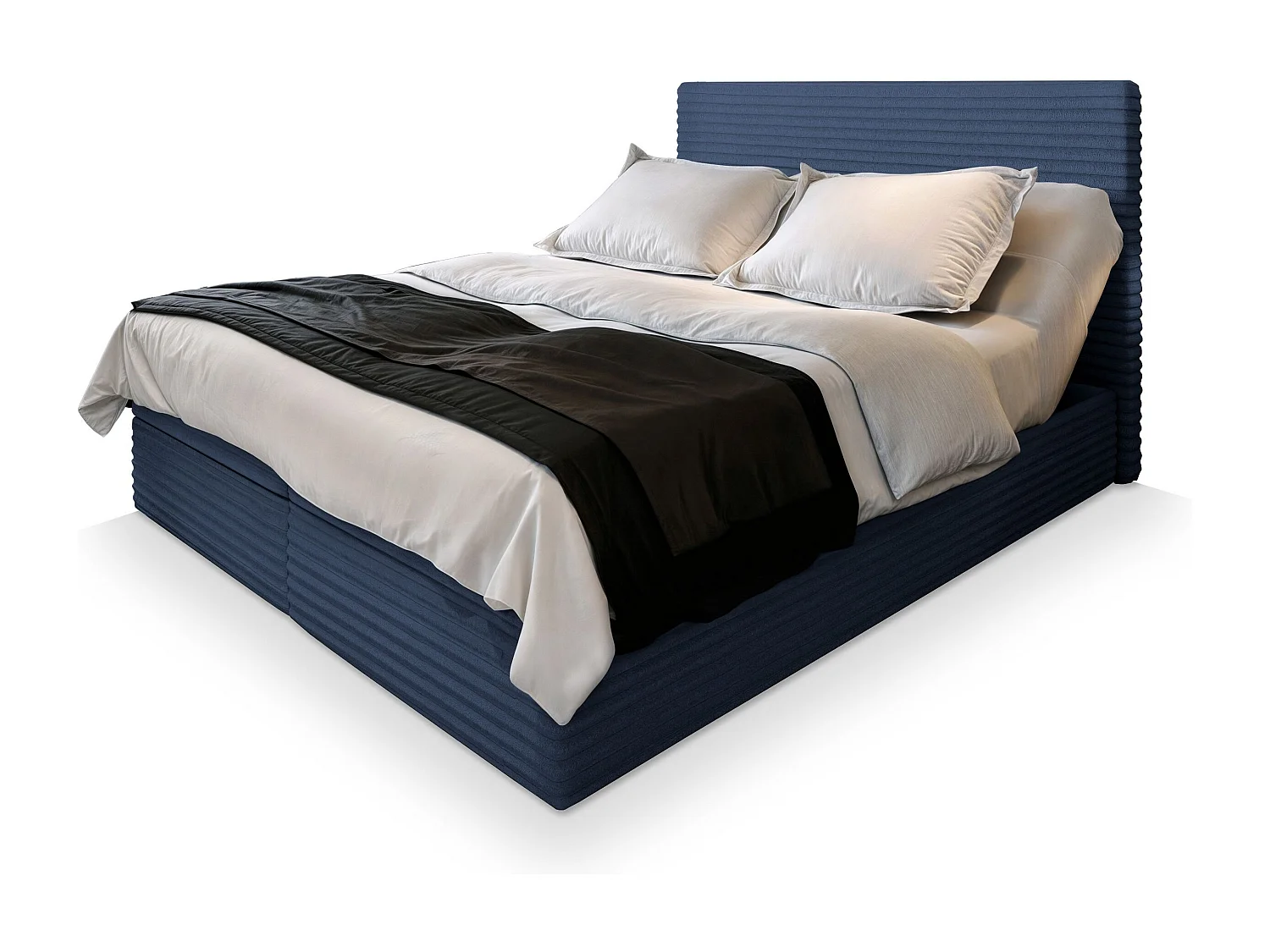 Boxspringbed MILARA 140x200 cm Set met hoofdbord, bedbodem en matras, Blauw