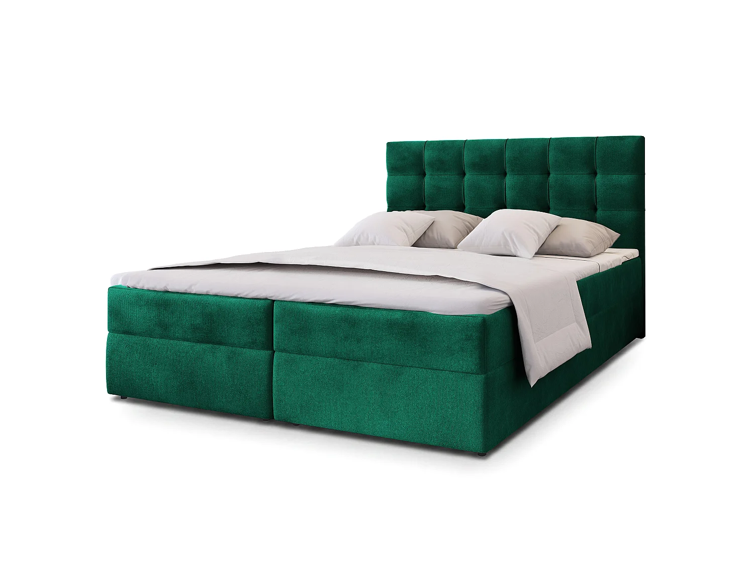 Lit continental GLOS, 180x200 cm, Tissu pelucheux, Vert