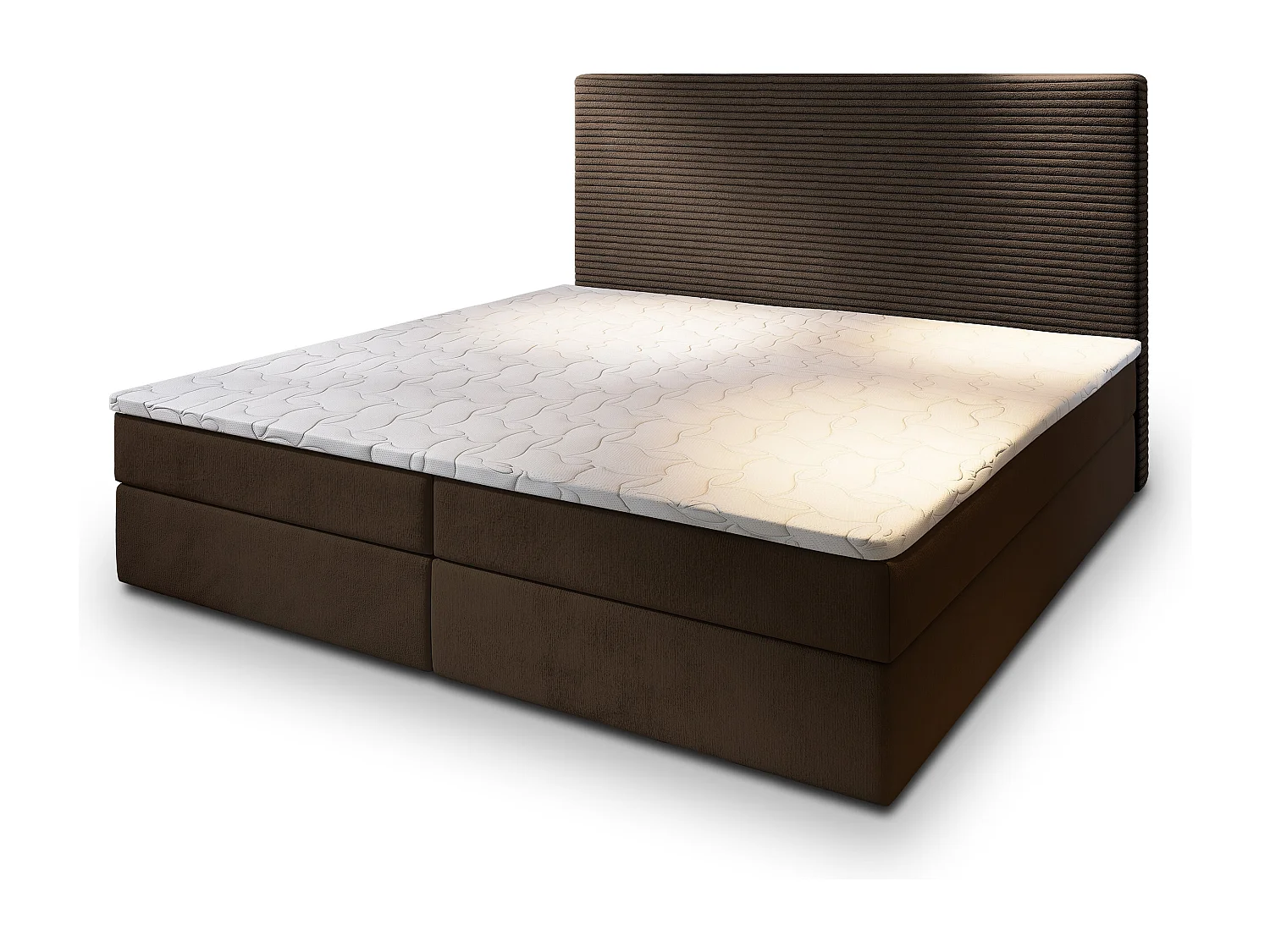 Boxspringbed GIARRO 140x200 cm Set met hoofdbord, bedbodem en matras, Bruin
