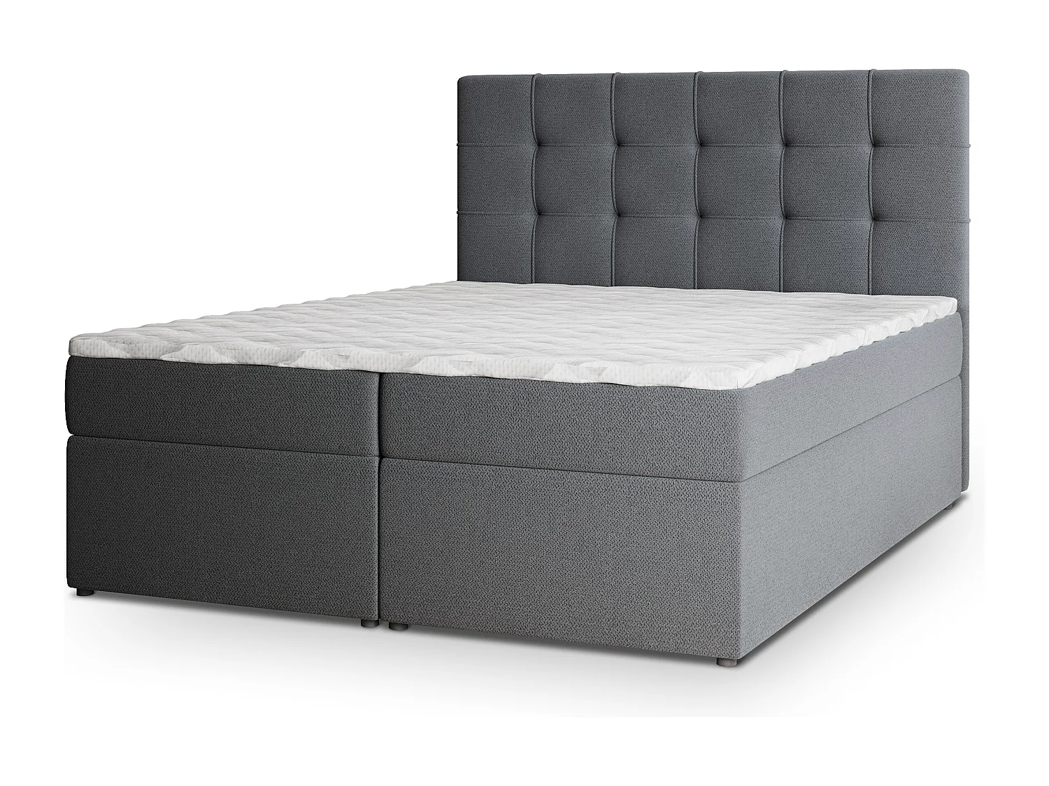 Lit continental PALMA, 180x200 cm, Tissu tressé, Gris