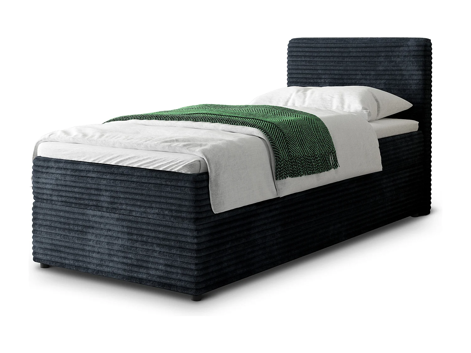 Boxspringbed PISA 90x200 cm Set met hoofdbord, bedbodem en matras, Zwart